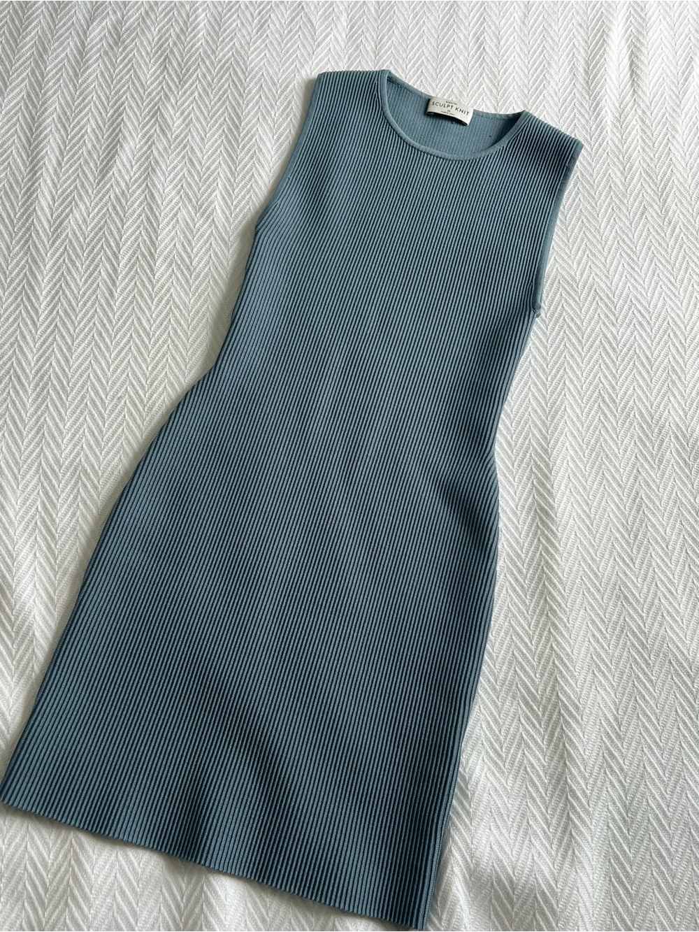 Babaton Sleeveless Ribbed Knit Sheath Mini Dress XS